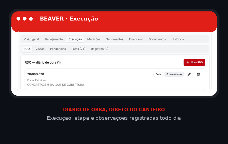 App BEAVER — diário de obra direto do canteiro