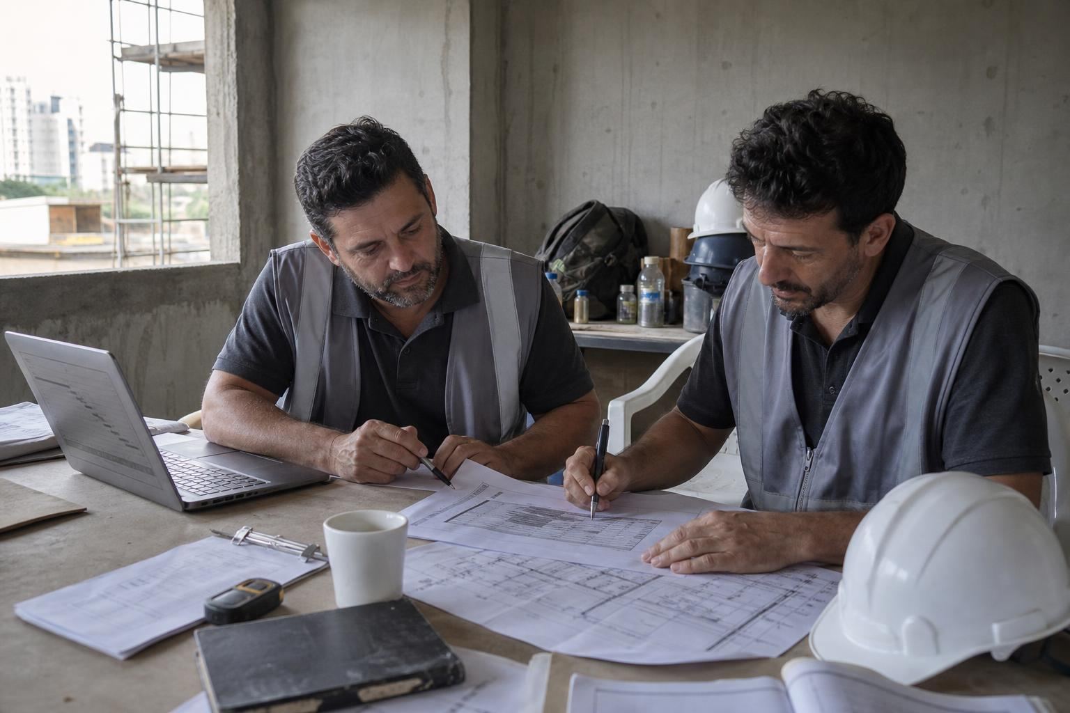 Cronograma físico-financeiro de obra em análise no canteiro